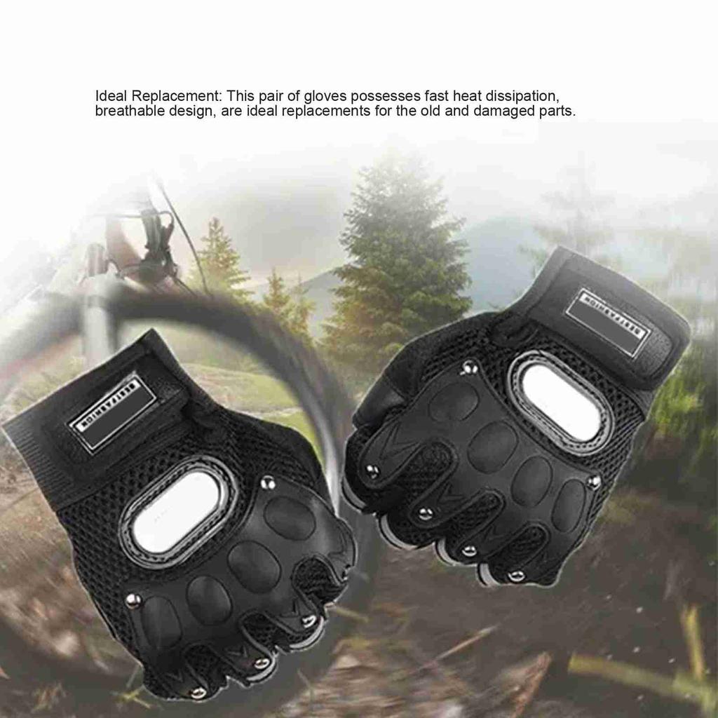 2Pcs Half Finger Driving Gloves Mesh Fabric Hand Joint Protection Hook and Loop Fastener Motorcycle Gloves