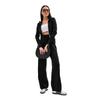 Europe, America autumn and winter new women's fashion suit hooded zipper knitted top thin strap trousers two-piece set women