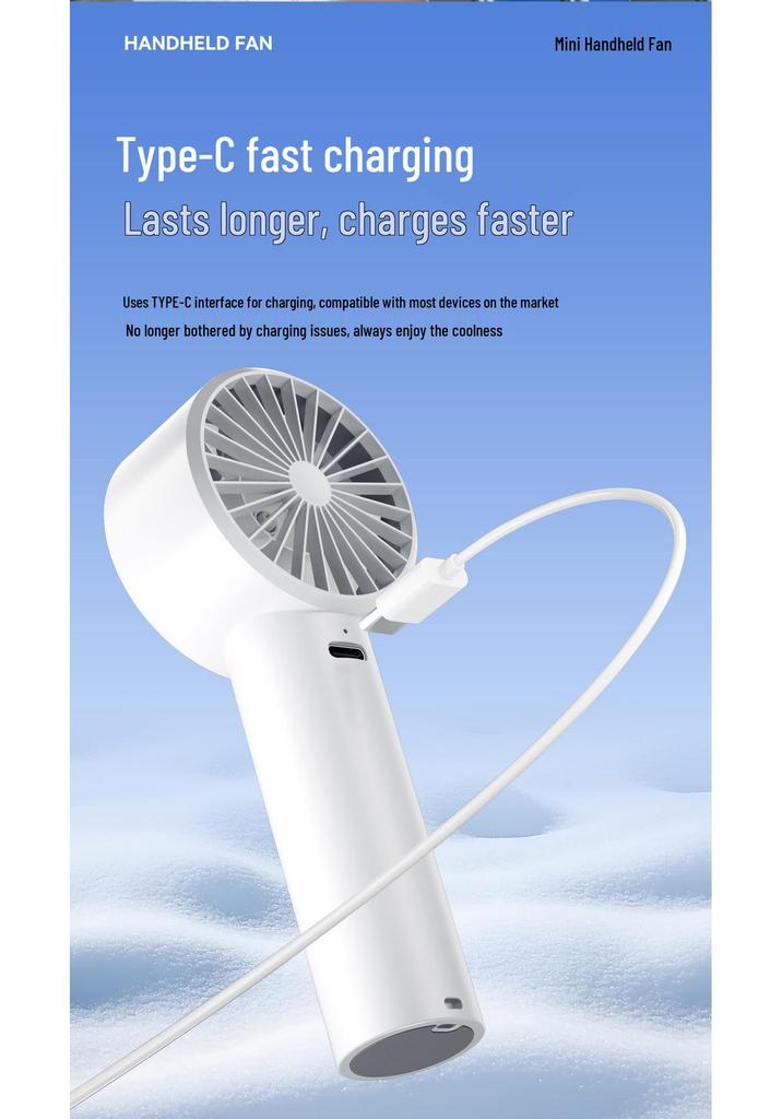 Handheld Mini Fan: Portable Silent USB Rechargeable Electric Fan for Desktop and Outdoor Use