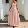 Sleeveless Strapless Tube Dress Women's Casual Fashion Slim Fit Elegant Long Maxi Dress with Pleated Skirt Design for Summer
