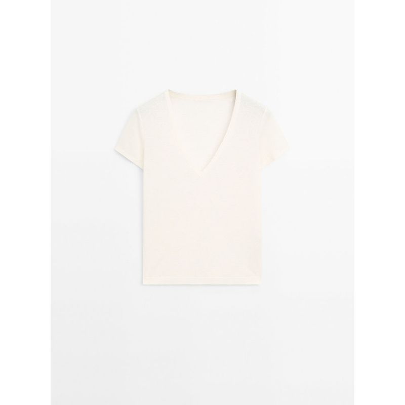 Za2025 Summer New Women clothes Casual Simplicity Wind Lightweight V-neck Short sleeve T-shirt Top 06216938 306