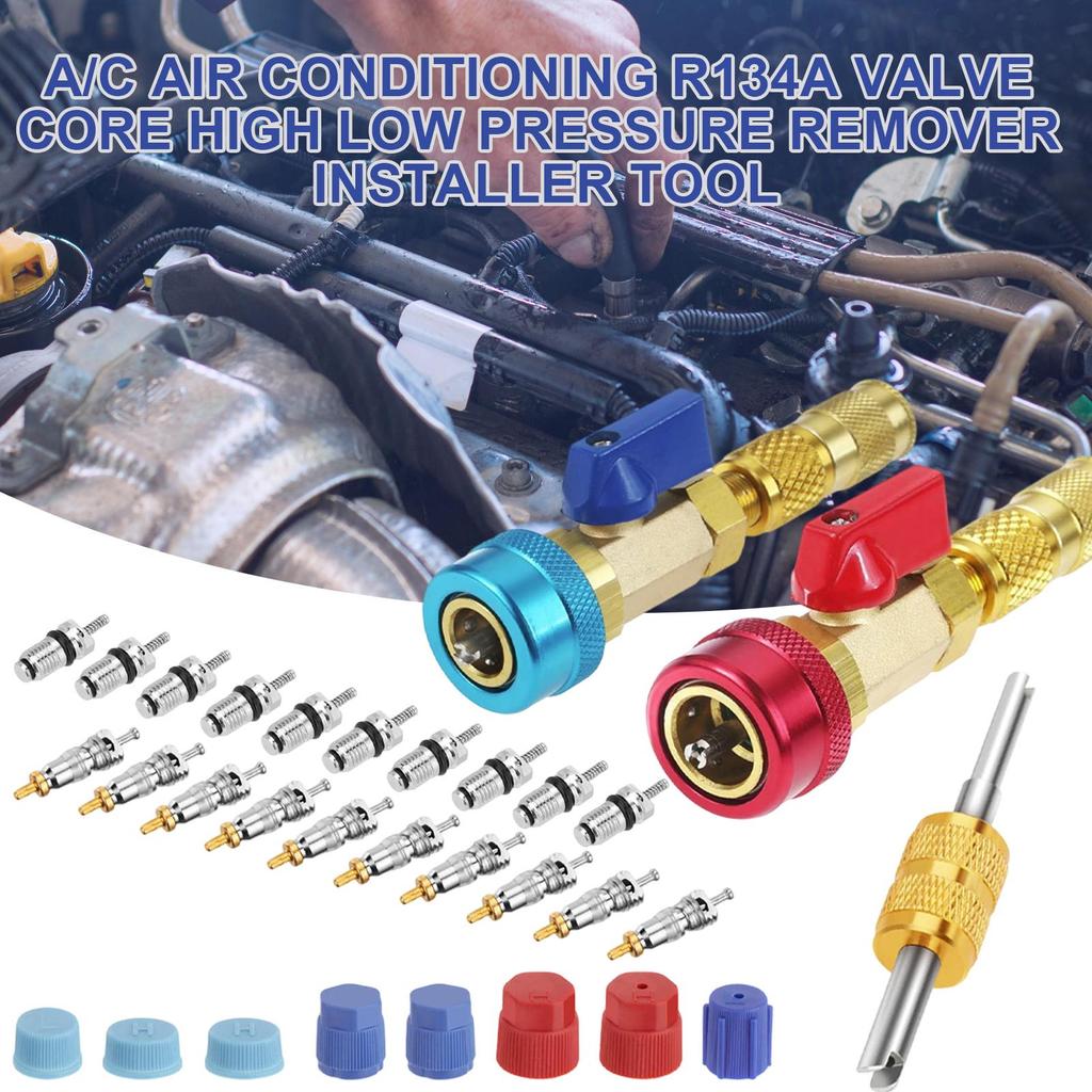 Valve Core Removal Tool Hvac High Low Pressure A/C Valve Core Removal Tool Quick Ergonomic Kit Repair Replacement Accessories