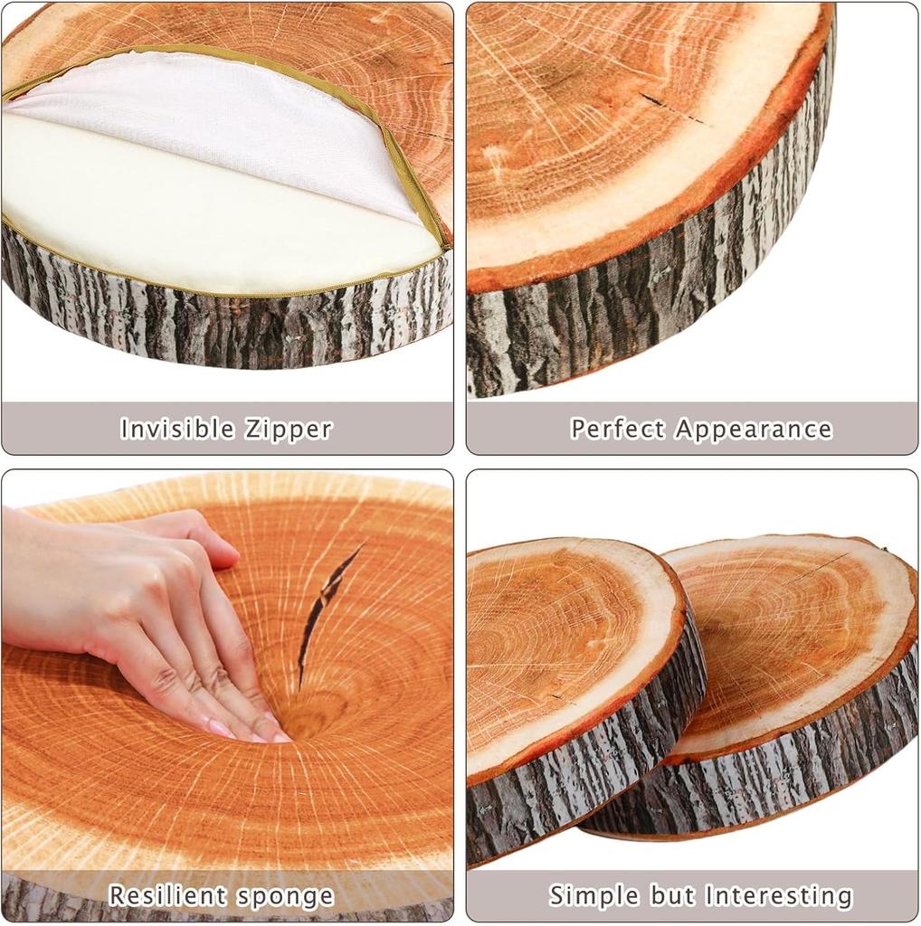 3D Decorative Round Pillows Cosy Wooden Log Style Ideal Round Cushion Ideal for Home Decor Add Fun Play To Sofa Sofa Bed