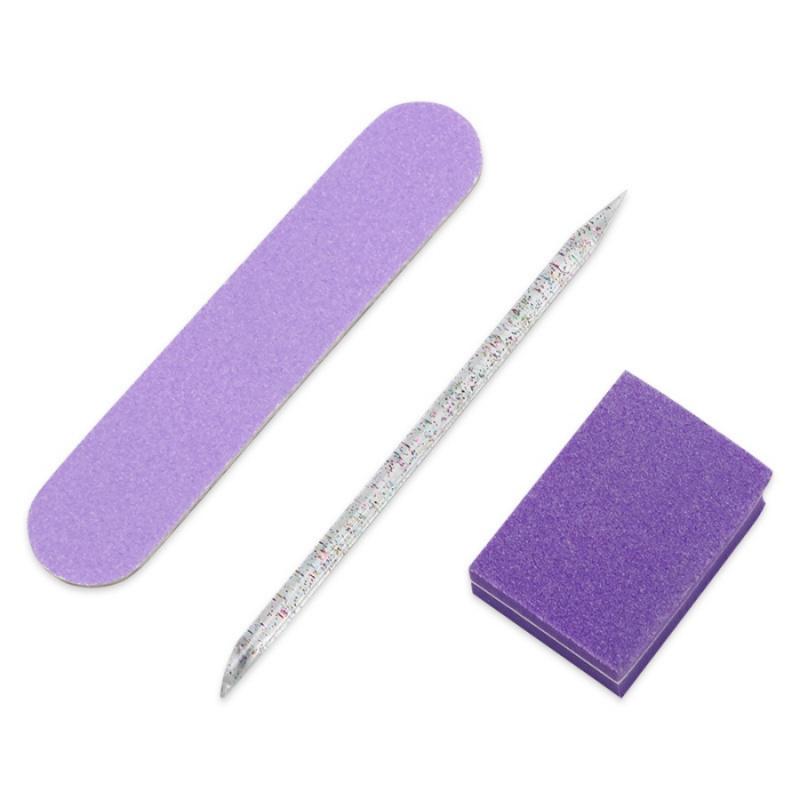 5sets/10sets Nail Art Tool Kit Manicure Nail File Stick Cuticle Pusher Square Nail File Material Kit Nail Polishing Strip