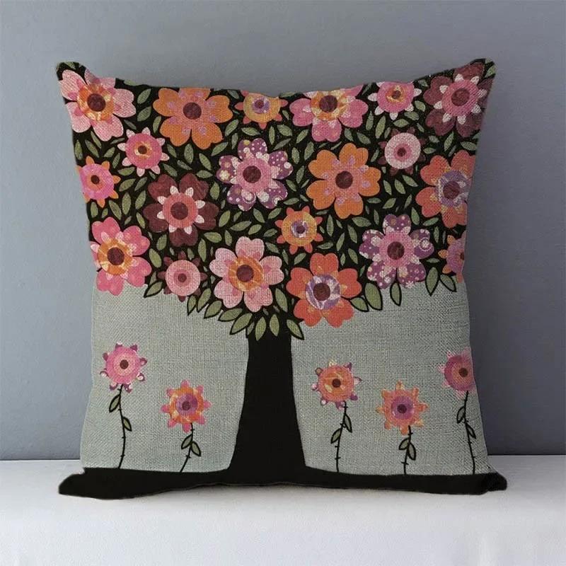Plants Life Trees Printed Cozy Cushion Cover for Couch Bed Seat Back Cushions Home Decorative Pillows