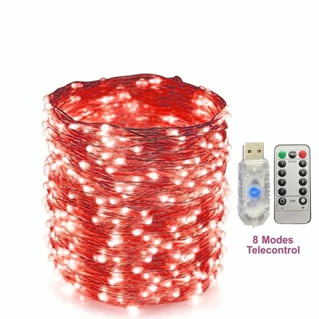 Remote USB Control Copper Wire Low Voltage Light String 10M20M30M 300Leds 8 Function Christmas Led Copper Wire Light String