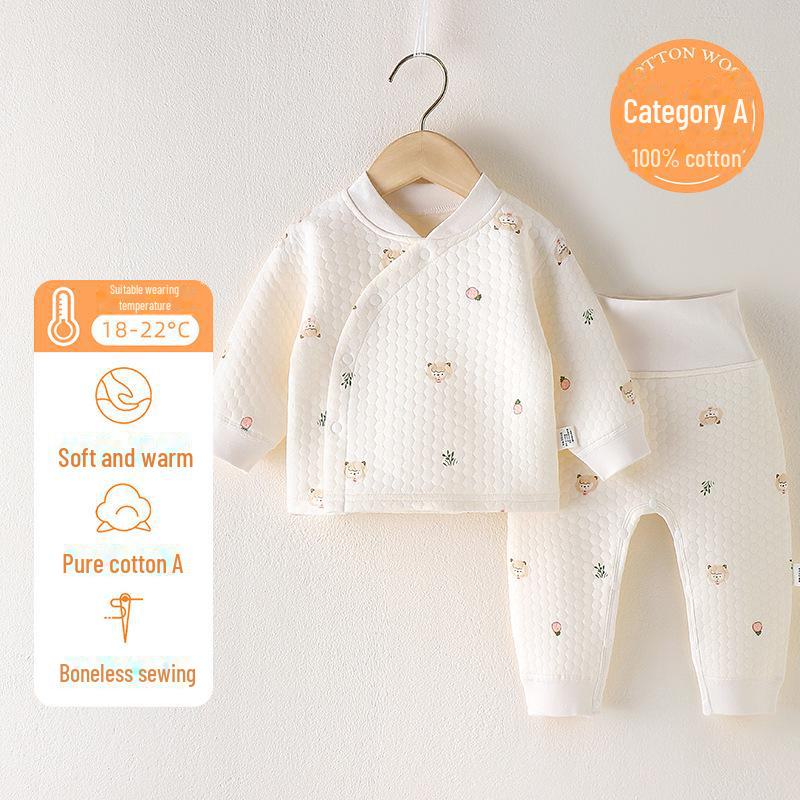 

Унисекс детский теплый костюм с высокой талией и защитой живота - Нижнее белье из хлопка осень/зима 66 cm