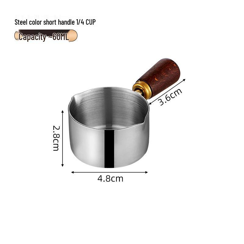 

304 Stainless Steel Sauce Cup with Wooden Handle, Custom Logo, Multiple Specifications - Ideal for Steakhouses & Restaurants.