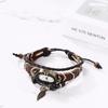 "Vintage Women's Analog Bracelet Watch Leather Strap Multi-Wrap Leaf Design Square Casual Accessory"