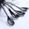 Diamine Long Handle Soup Spoon Black Imitation Porcelain Cutlery Short Handle Food Grade Plastic Spoon Korean Food Spoon