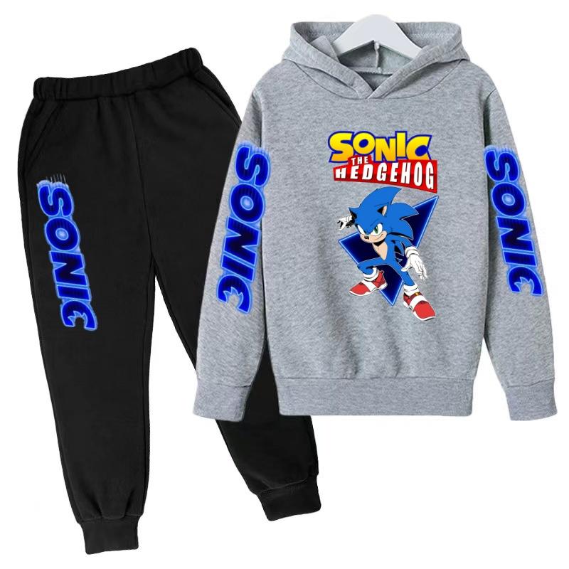 Kids Supersonic Clothing Jogging Blue Sweatshirt Top Coat+Pants Two-piece Set Hoodie Boys Girls3-12Yrs Clothes Casual Sports Set