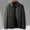 Leather Jacket Men's Middle-aged and Elderly Autumn and Winter Lapel Collar Fleece Liner Leather Jacket Men's Casual Leather Jacket
