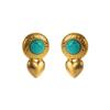 Stainless Steel Geometric Turquoise Inlaid Round Earrings Elegant High Grade Personality Earrings For Women Trendy Jewelry