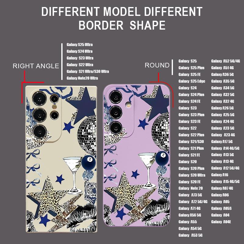 Leopard Star Patterned Phone Case For Samsung Galaxy A17 A56 A36 A55 A26 A16 A15 5G A25 A54 A14 A06 A34 Soft TPU Lanyard Cover