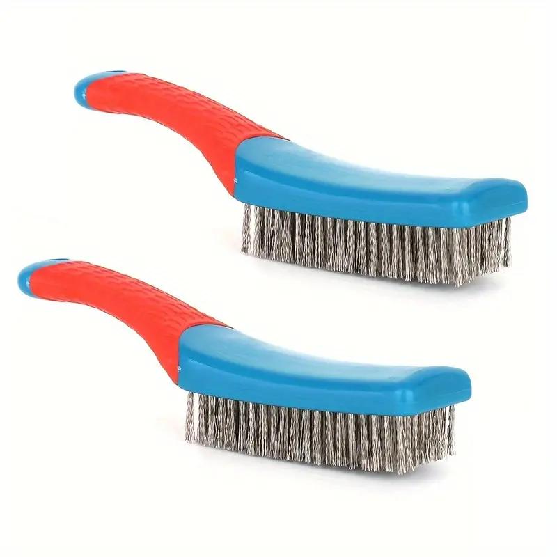 HOMZY Wire Brush Duty Stainless Bristles with Plastic Handle Grip for Rust, Wielding Slag, Dirt & Paint Scrubbing with Deep Cleaning