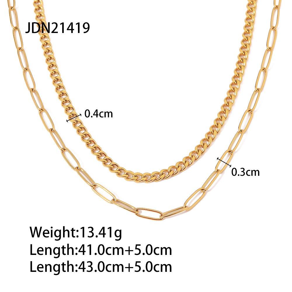 Double-layer Stacked Titanium Steel Necklace Light Luxury High-end Clavicle Chain Stainless Steel Jewelry Does Not Fade