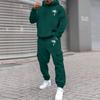 Men's Plus Size Hooded Sweatshirt and Sweatpants Set with Palm Tree Print Fleece Lined Loose Fit for Outdoor Sports and Casual Wear
