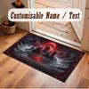 Space Cosmic Theme Crystal Velvet Floor Rug Personalized Custom Name Text Warm Carpet Home Decoration
