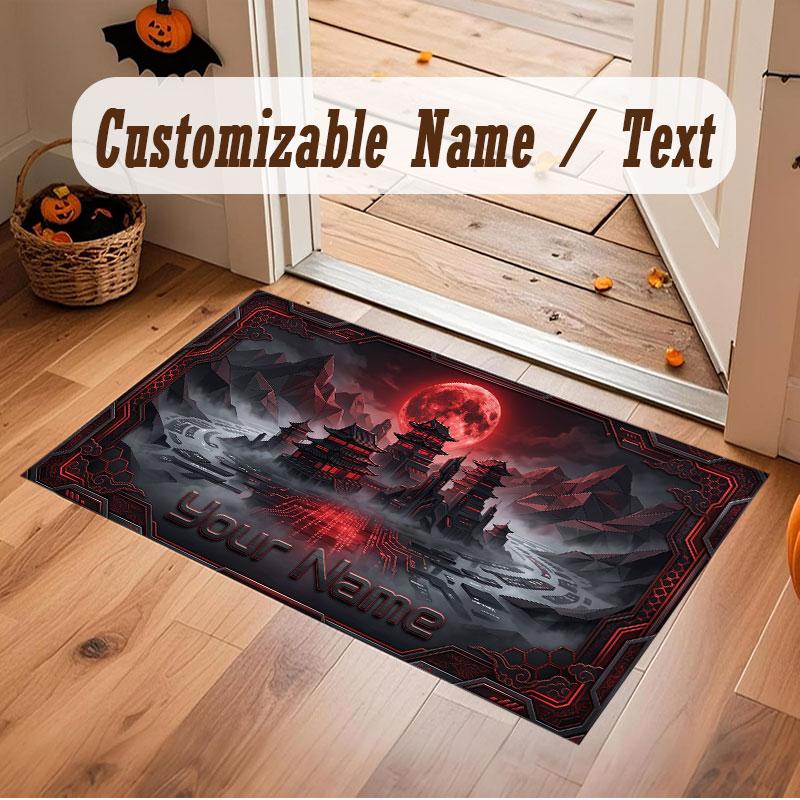 Space Cosmic Theme Crystal Velvet Floor Rug Personalized Custom Name Text Warm Carpet Home Decoration