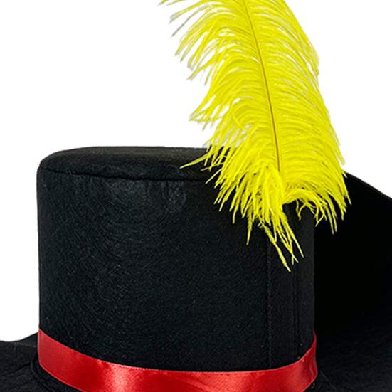 Yousheng Unisex Feather Hat Stage Performance Hat Solid Color Felt Design Flat Top Wide Brim Snowman Hat Halloween Cosplay Hat for Adult And Children