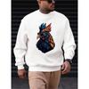 Men'S Rooster Print Casual Sweatshirt - Long Sleeve, Round Neck, Outdoor Sports And Everyday Wear, Stylish, Sporty Casual, Comfortable Fit.