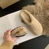 Solid Color Furry Slippers Women Baotou Fur Flip Flops Woman Sliders Flat With Slides Warm Slippers Indoor Shoe Zapatos De Mujer