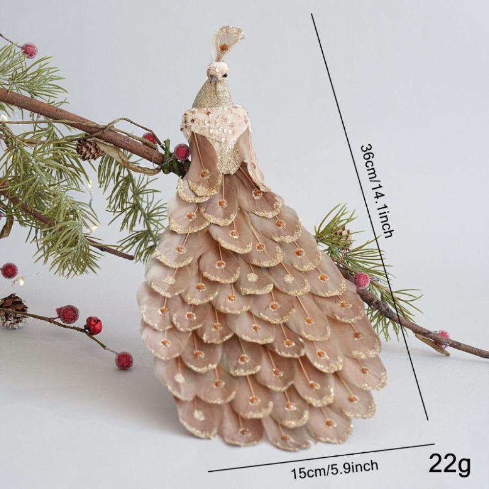 Realistic Feathers Christmas Peacock Decoration Shimmering Peacock Doll Toy 2025 Navidad Decor