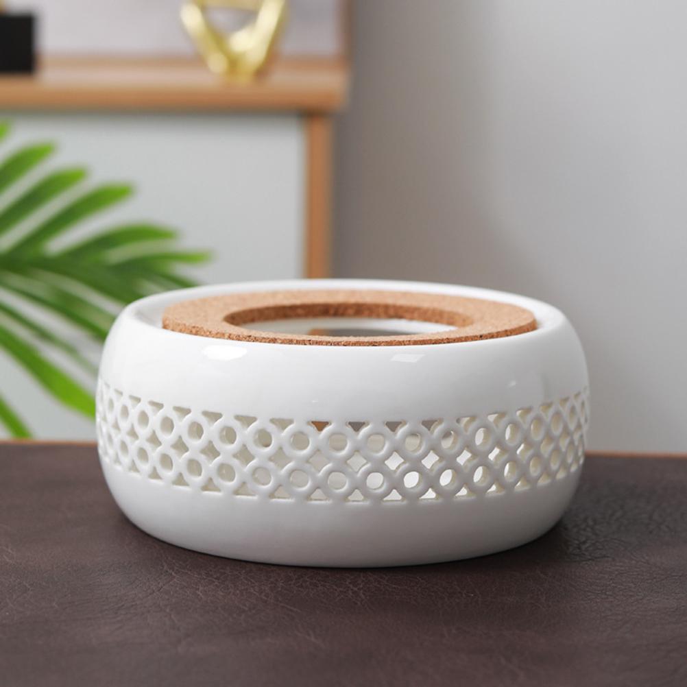 Teapot Warmer Porcelain Coffee Pot Heater Teapot Base with Cork Stand Tea Coffee Water Warmer
