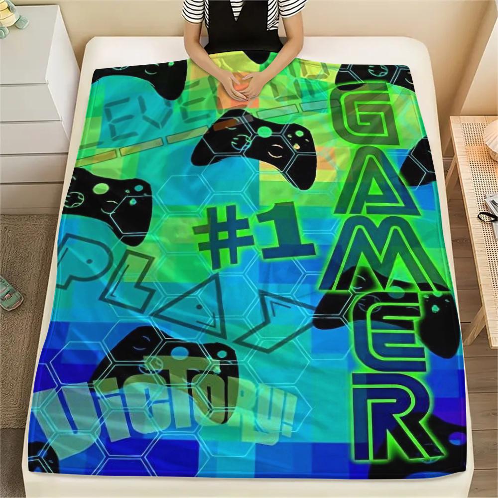 1Pc Gamepad Print Flannel Blanket, High Quality Comfortable for All Seasons, Home Decor, Warmth and Comfort, Perfect for Christmas Gifts