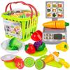Panier De Courses Enfant Avec Fruits Et Légumes À Scratch Et Balance, 15 Pièces - Kinderplay (KP6853)