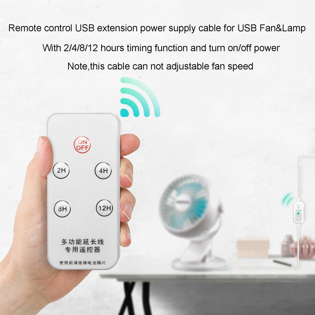1.5M Multifunction Remote USB Extension Cable for 5V USB Fan LED Light with 2-12 Hour Timing Function ON OFF Switch