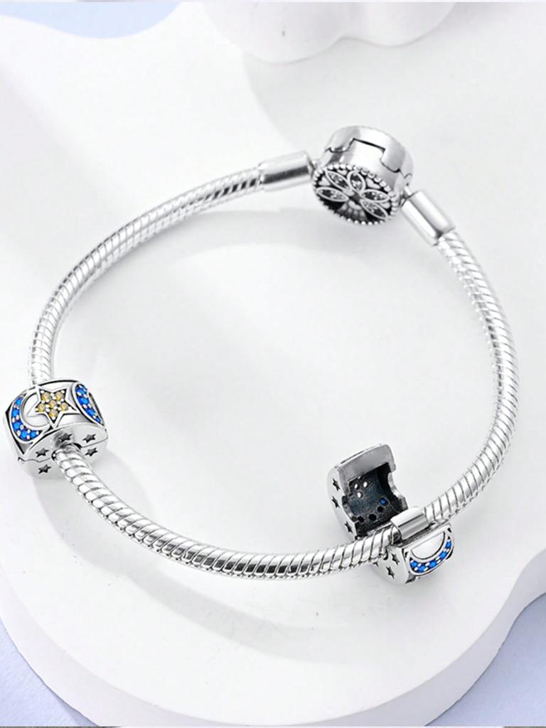 Charms Plata Stars And Moon Beads Clips And Spacers Copper Plated Fit Copperoriginal Bracelet For Jewelry Making Diy Charm