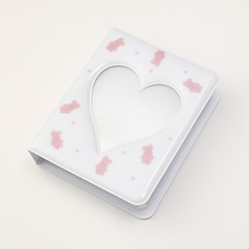 

Ins Kawaii 3-дюймовый держатель для карточек Love Photo Storage с прозрачной внутренней страницей, альбом для коллекции студенческих карточек-идолов белый