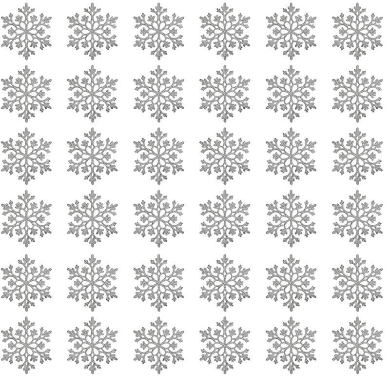 B-Est Plastic Glitter Snow Flakes Ornament- 36Pcs Christmas For Tree Decorations, Snowflake Ornaments For Tree золотой