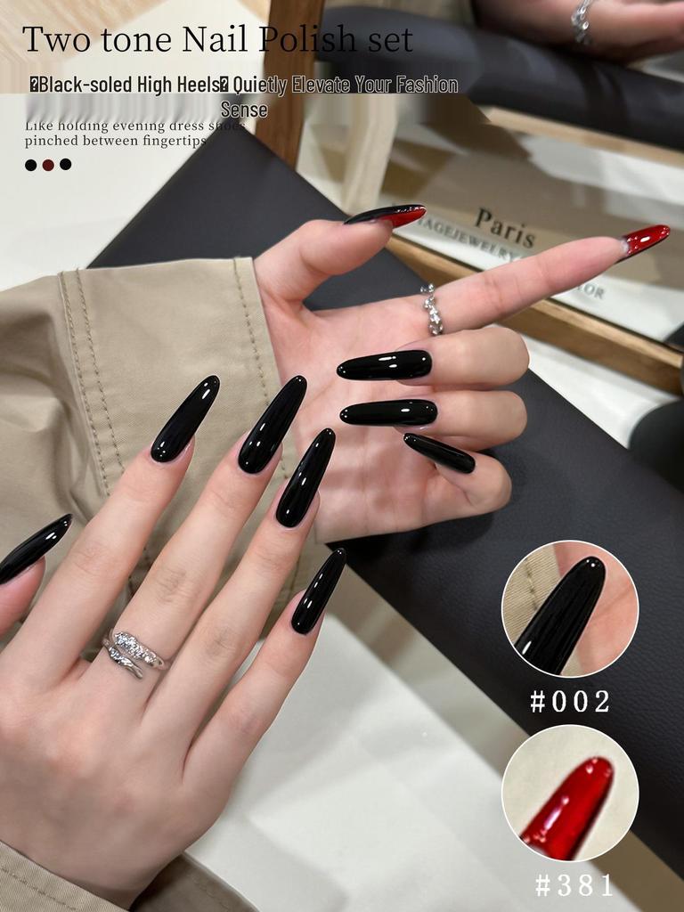 New 2025 Trendy Black & Red Nail Polish Gel for a Chic, High-End Hong Kong Style Look