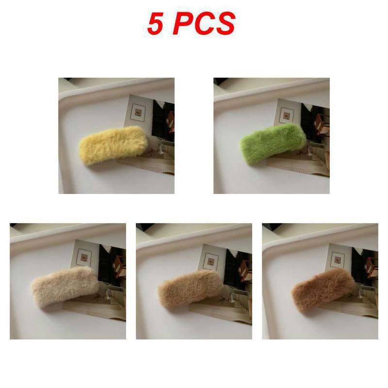 1/3/5Pcs Autumn Winter Hair Clips For Girl Woman Waterdrop Square Barrettes Solid Color Faux Fur BB Hairpins Soft Hair Accessory