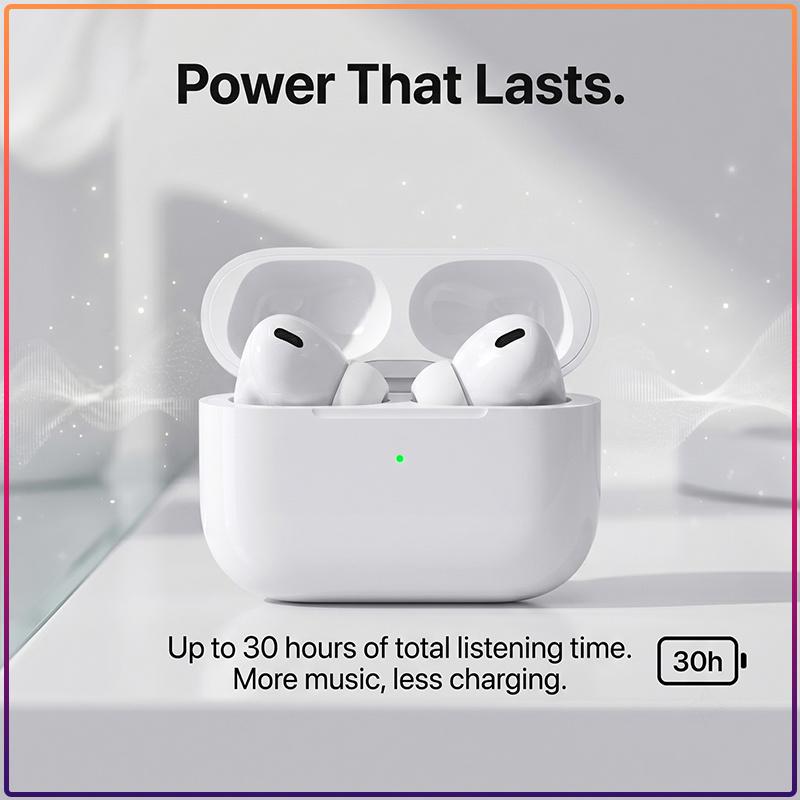 New TWS Wireless Earbuds AirPods Pro 3 Pro-Level Noise Cancellation 30H Battery IPX4 Waterproof Bluetooth Headphones