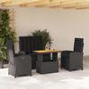 VidaXL Garden Dining Set with Cushions 4 Pcs, Patio Table, Patio Furniture, Outdoor Furniture, Black 3277336