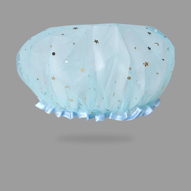 Dvouvrstvá sprchová čepice Dospělé dámy PVC voděodolná koupací čepice Kuchyňka Olejotěsná Koupelna Koupelnová čepice pro domácnost