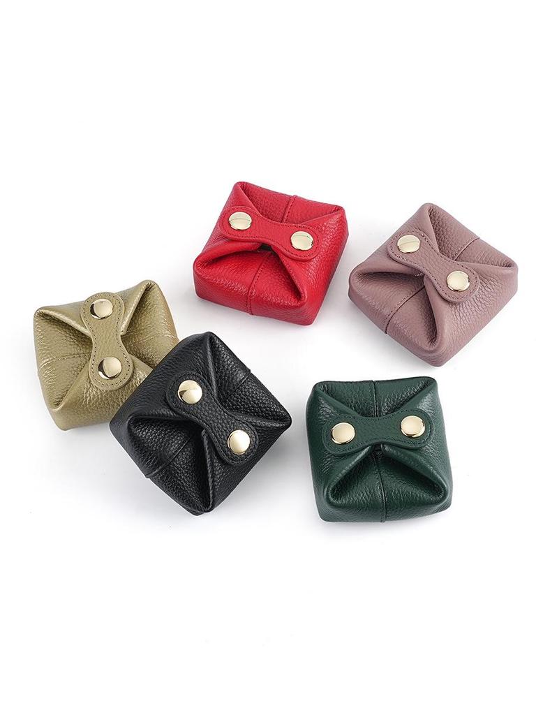 Urocza japońska i koreańska mini portmonetka ze skóry bydlęcej na monety, słuchawki, szminkę i klucze