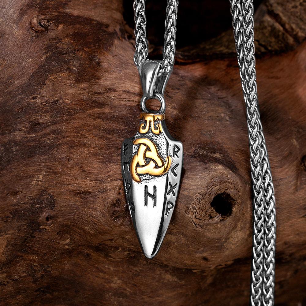 Punk Norse Odin s Spear Necklaces Vikings Runes Gungnir Arrowhead Pendant Men Stainless Steel Scandinavian Amulet Jewelry Gifts 60cm