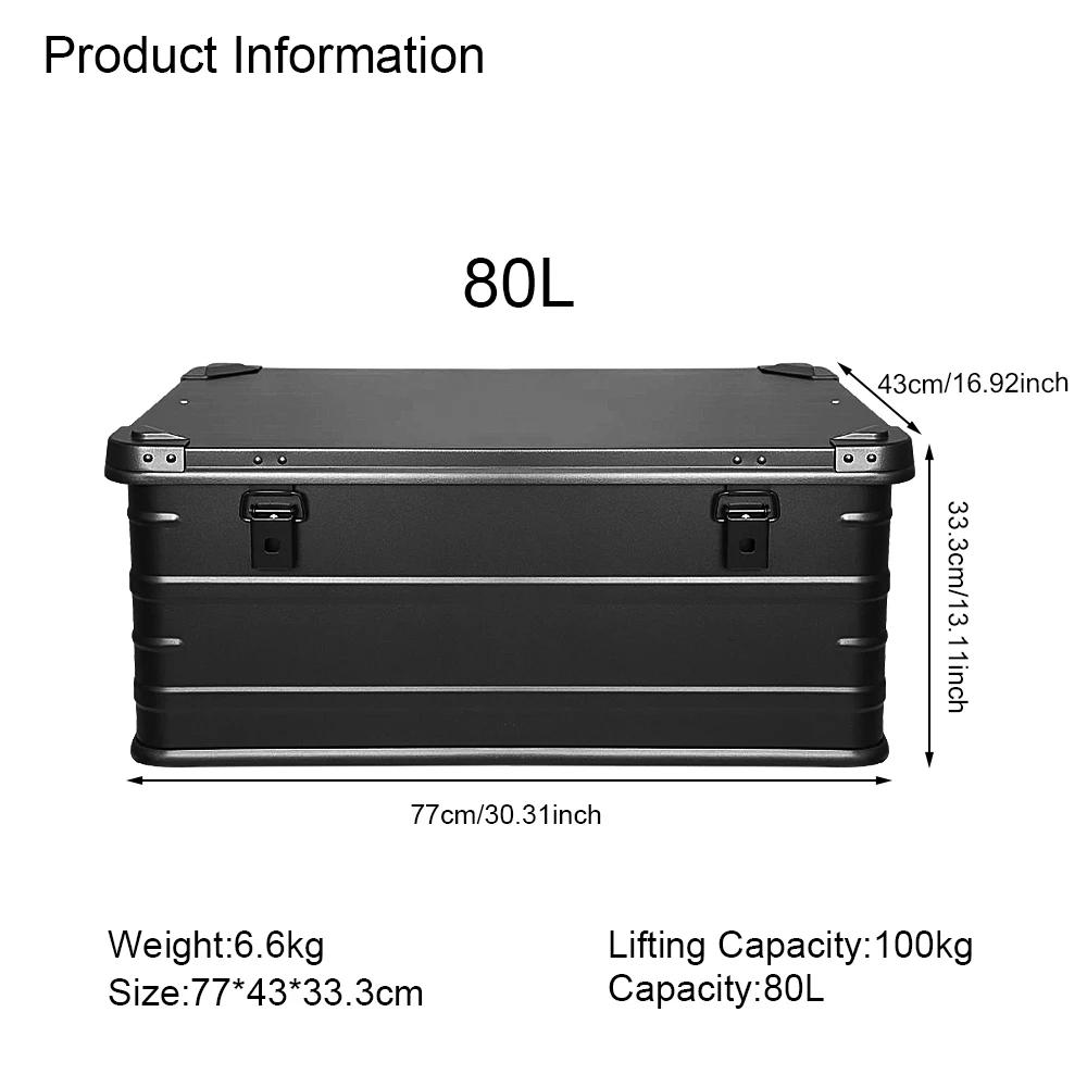 30L 50L 80L Aluminum Alloy Travel Storage Box Black Storage Box for Camping Household Car Picnic Travel Camping Outdoor Storage