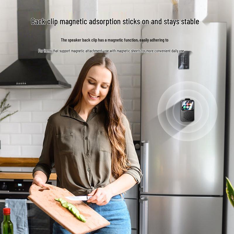V9 Wearable Smart Speaker: Touchscreen Multifunctional Device with Calendar, Weather, Alarm, Magnetic Back Clip, and HIFI Sound Quality