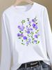(Asian Size) Cute Flower Sweet 90s Casual Fashion Top Women Clothing Tee Print T Shirt Autumn Winter Spring O-neck Graphic Long Sleeve T-shirts