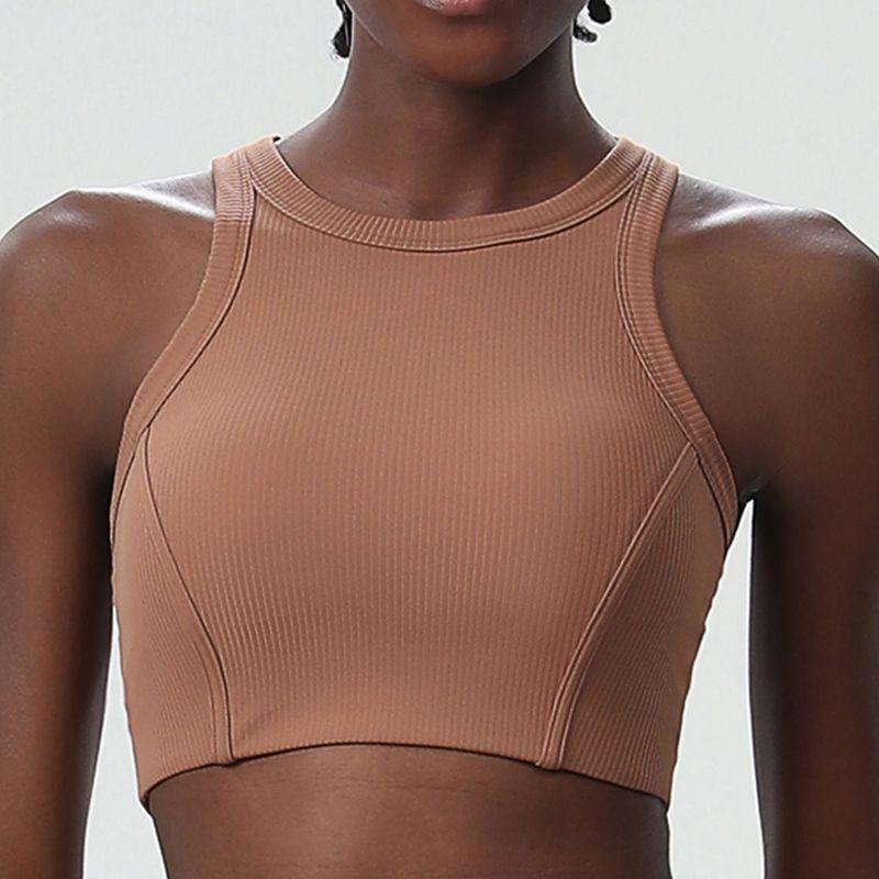 High Collar Willow Leaf Thread Beauty Back Exercise Underwear Women's High Strength Bubble Wrap Running Workout Bra Yoga Vest