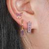 3PCS Gold Color Crystal Square Hoop Earrings Set For Women Butterfly Pendant Cartilage Tragus Helix Ear Stud Fashion Jewelry