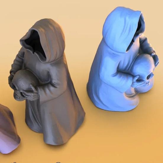 Halloween Decoration 3D Printed Ghosts Figure Faceless Standing Ghost Statue Ornament with LED Tea Lights