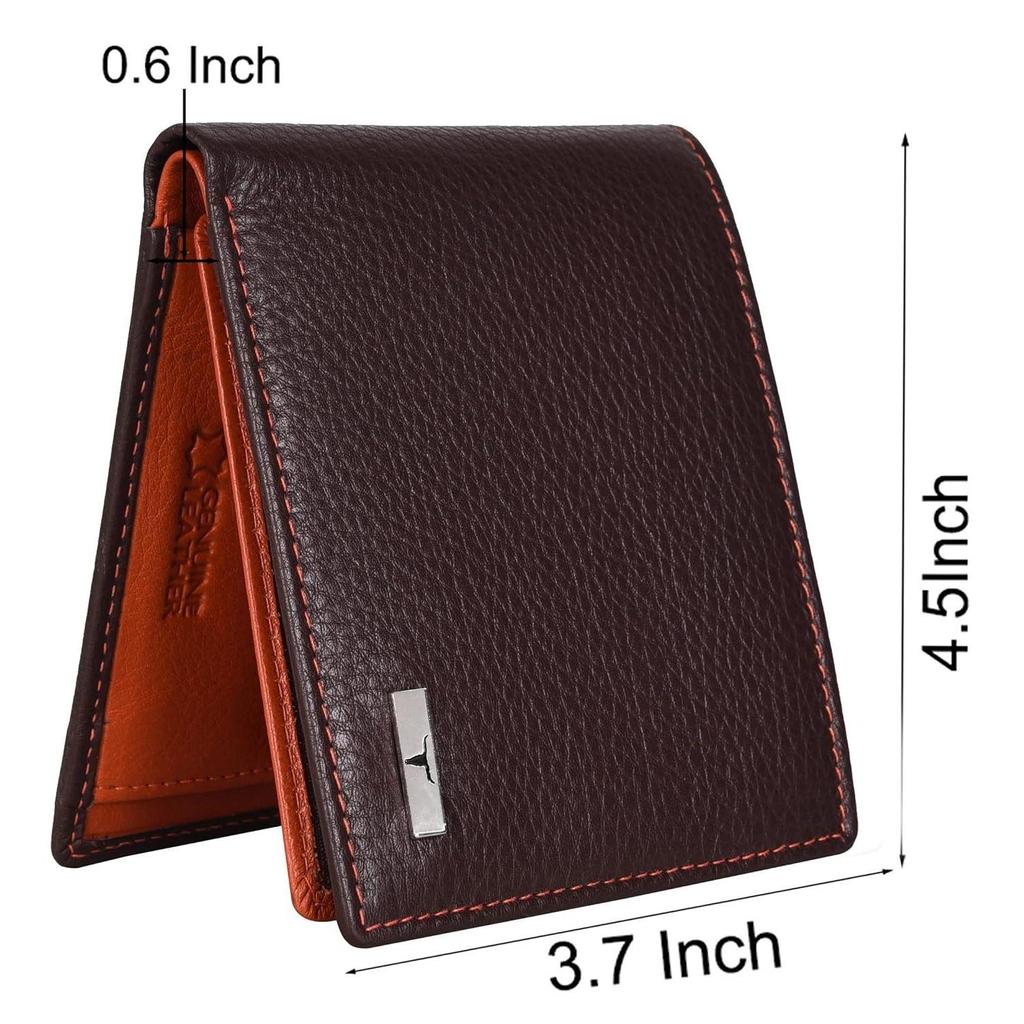 Kyle Brown/Orange Leather Wallet for Men