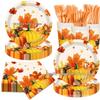 Thanksgiving Autumn Maple Leaf Disposable Party Set: Plates, Tablecloth, Napkins