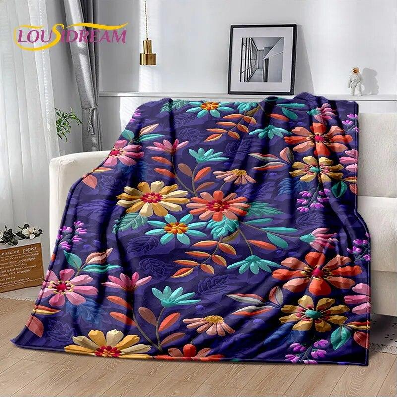 Nordic 3D Daisy Flower Soft Plush Blanket,Flannel Blanket Throw Blanket for Living Room Bedroom Bed Sofa Picnic Cover Bettdecke
